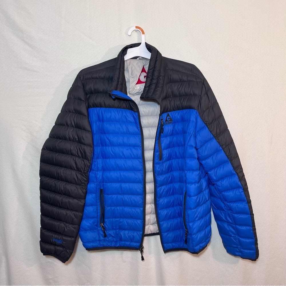 Gerry Men’s Down Puffer Jacket Blue & Black Colorblock - Size Large